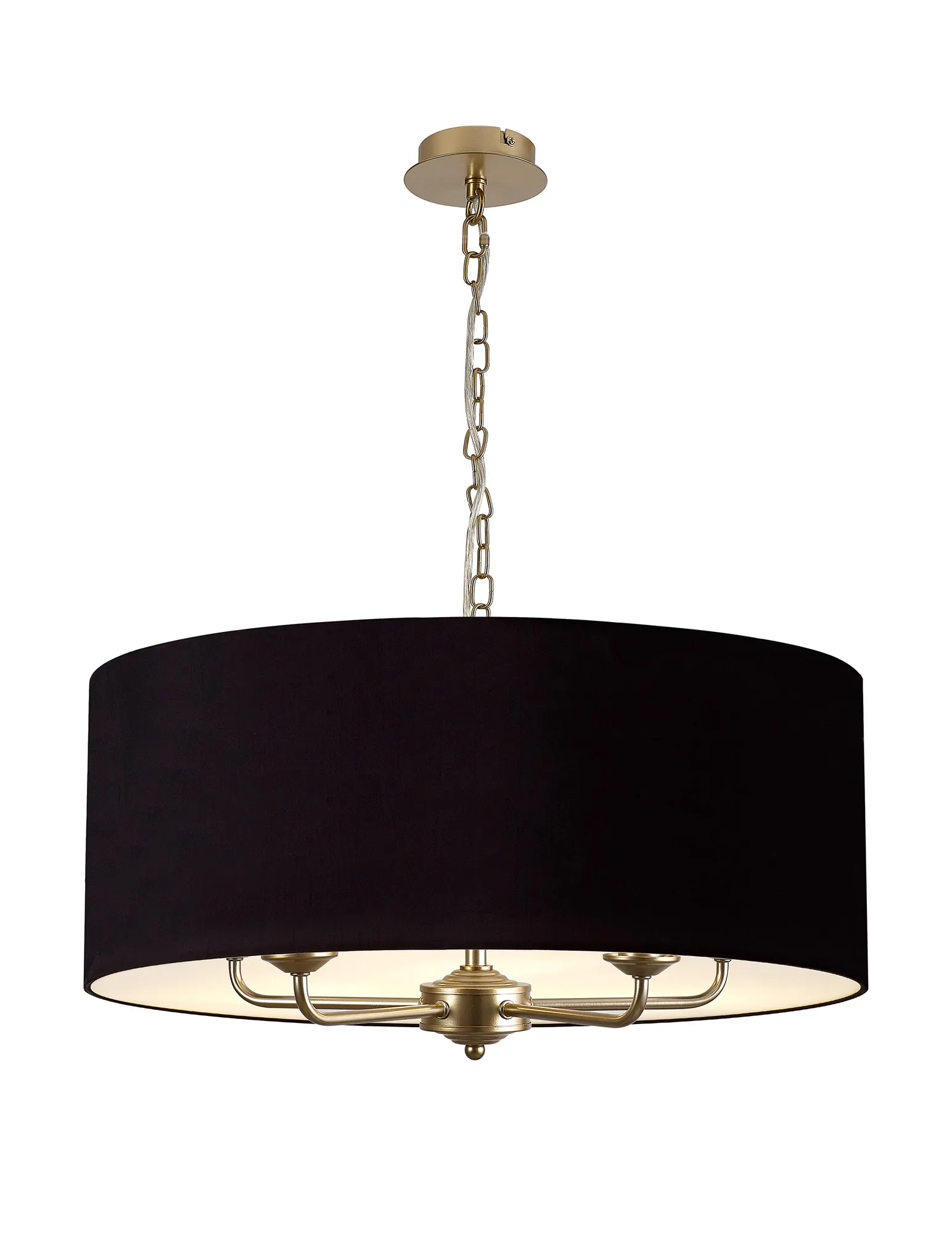 DK0979  Banyan 60cm 5 Light Pendant Champagne Gold; Midnight Black